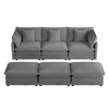 149.6" Modern Sofa Modular Sofa Couch Upholstered Corduroy L-Shape Sectional Sofa with Side Storage Pockets for Living Room, Beige - 3 of 4