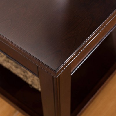 Laurent Chocolate Cherry Wood Chairside Table with Storage