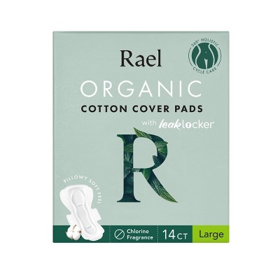 Rael Organic Cotton Cover Large Menstrual Fragrance Free Pads - Unscented - 14ct