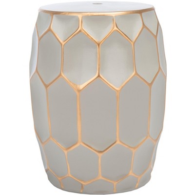 Nanda Garden Stool - Grey/Gold - Safavieh