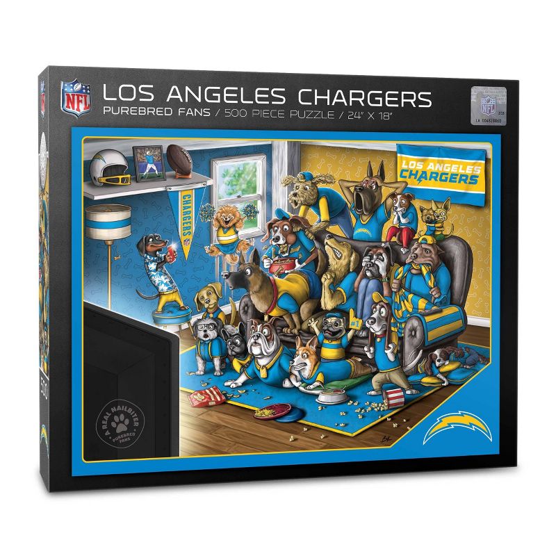 NFL Los Angeles Chargers Purebred Fans &#39;A Real Nailbiter&#39; Puzzle - 500pc, 1 of 4