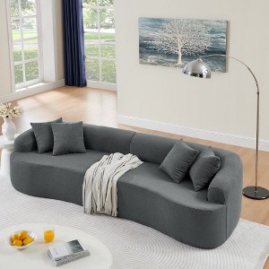 Kumasinova Modern Minimalist Lazy Sofa, Lamb's Wool Fabric Curved Modular Sectional Sofa, No Assembly, High-Density Foam, Couch for Living Room - 1 of 4