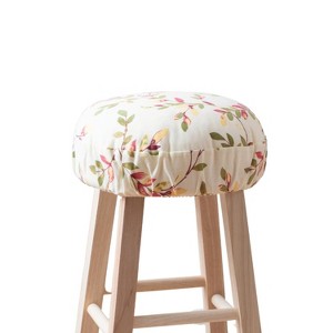 Ellis Vintage Stylish Medium Scale Printed Vine Pattern Elastic Bottom Edge Barstool Cover 13"x13" Pecan - 1 of 4