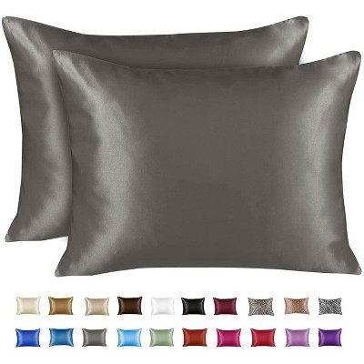 Satin Pillowcase  for Hair and Skin - 2 Pack Pillow Case with Zipper - Shopbedding