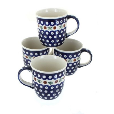 Blue Rose Polish Pottery 1800 Zaklady 4PC Mug Set
