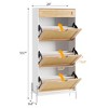 Natural Rattan 3 Flip Door with 1 Drawer Shoe Rack Storage Cabinet, Shoe Cabinet Organizer Freestanding with 3-Tier Adjustable Shelves for Entryway - 2 of 4