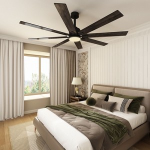 Famapy 72-Inch 8-Blade Smart Ceiling Fan 3-Color LED Light Double-sided Fans 6-Speed +Timer +Reversible Motor  All-Season Fan for Indoor/Outdoor - 1 of 4