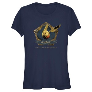Juniors Womens Hogwarts Legacy Golden Snidget Logo T-Shirt - 1 of 4