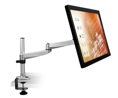 Silver Adjustable Die-Cast Aluminum Single Monitor Desk Mount