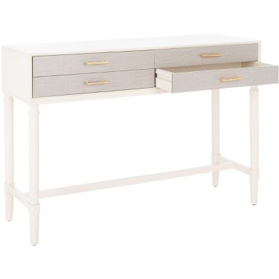 White Wood and Metal Console Table with Storage