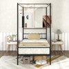 Infans Twin Metal Canopy Platform Bed Frame Mattress Foundation w/ Slat Support - 4 of 4