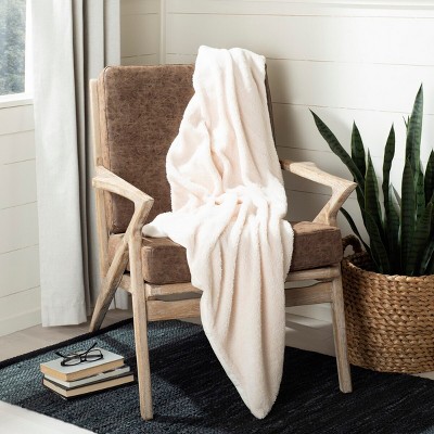 Contemporary Marshmallow White Faux Fur Throw Blanket 50" x 60"