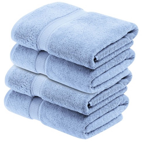 Egyptian Cotton Plush Heavyweight Absorbent Bath Towel Set of 4 Light Blue