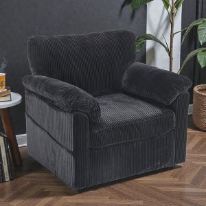 Mshliw Oversized Chenille Accent Chair with Double-Layer Cushion and Support Springs, Upholstered Single Sofa Chair for Living Room Bedroom Office - 1 of 4