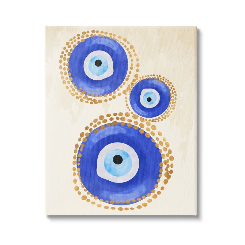 Stupell Industries Round Blue Evil Eye Pattern Lustrous Dotted Detail Canvas Wall Art, 1 of 6