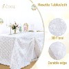 Wikineon White Tablecloth Rectangle 60 x102 Inches for Wedding Rosette Table Cloth Party Table Decor Satin Floral Fabric for Home Outdoor Decorations - 3 of 4