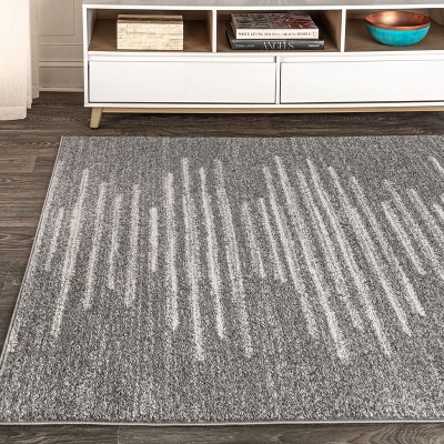 Bohemian Bliss Gray and Ivory Stripe 4' x 6' Synthetic Area Rug