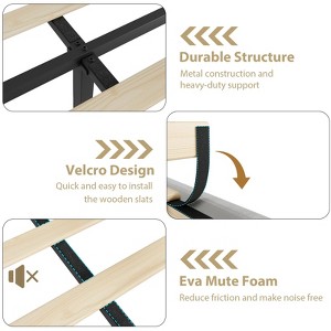 Queen Size Beige Platform Bed Frame, 50.2 in Headboard, Upholstered Bed Frame, Vertical Channel Tufted, Nailhead Trim, No Box Spring Needed - 1 of 4