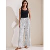INSPIRE CHIC Women's Casual Drawstring Stripe Wide Leg High Waist Cotton Loose Pants - 3 of 4