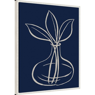 23"x28" Navy and White Canvas Art with Beaded Frame
