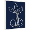 23"x28" Line Leaves in Vase on Navy I by Elizabeth Medley Framed Canvas Wall Art Print White - Amanti Art: Modern Decor, Polystyrene Frame - 2 of 4