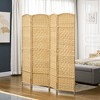 HOMCOM Room Divider, 6' Tall Folding Privacy Screen, Hand-Woven Freestanding Wood Partition for Home Office, Bedroom - 3 of 4