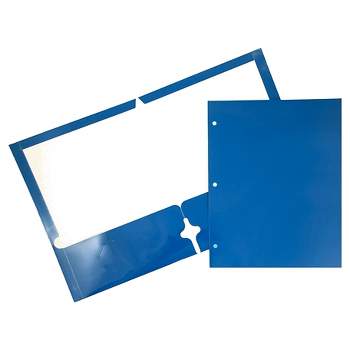 JAM 6pk 3 Hole Punch 2 Pocket Glossy Paper Folder - Blue