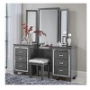 Sapphtopaz Modern Glam Ottoman Stool with PU Upholstered Square Small Vanity Stool with Wood Frame Foot Stool for Living Room, Entryway - 4 of 4