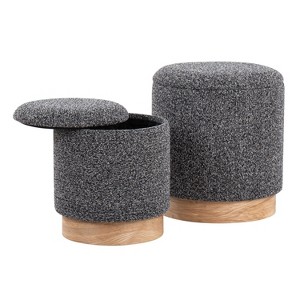 Sapphtopaz Modern Nesting Ottoman with Storage Upholstered Versatile Storage Ottoman Vanity Stool for Living Room,Bedroom - 1 of 4