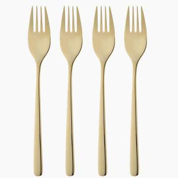 DUKA Set of Four Gold Finish Stainless Steel Dinner Forks