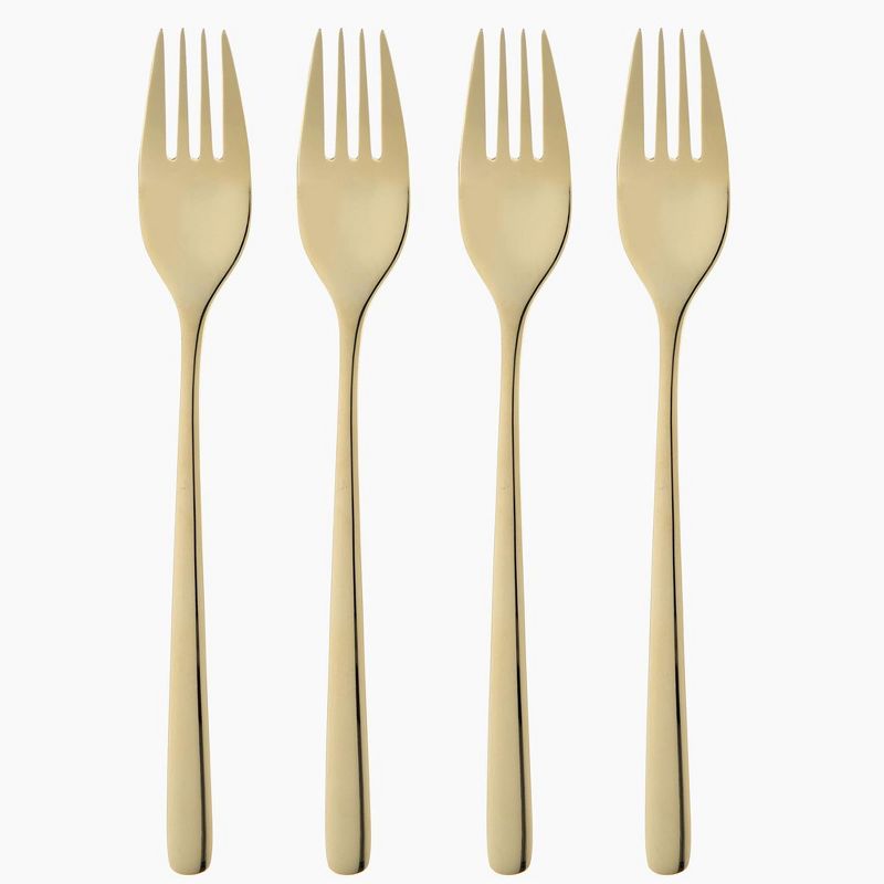 DUKA Set of Four Gold Finish Stainless Steel Dinner Forks, 1 of 2