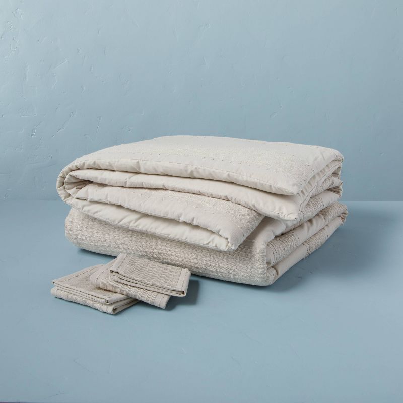 3pc Slub Center Stripe Comforter Set Twilight Taupe - Hearth & Hand™ with Magnolia, 4 of 8