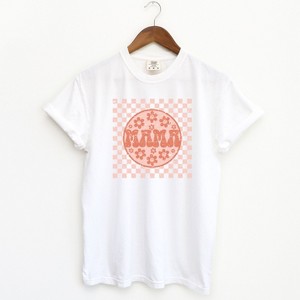 Simply Sage Market Women's Checkered Mama Flowers Short Sleeve Garment Dyed Tee - 1 of 2