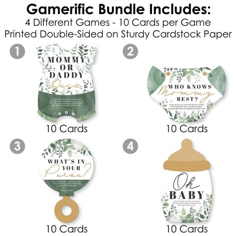 Big Dot of Happiness Boho Botanical Baby - 4 Greenery Baby Shower Games - 10 Cards Each - Gamerific Bundle, 3 of 9