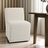 HomeRoots Cream Fully Upholstered Boucle Dining Side Chair With Wheels - 2 of 4