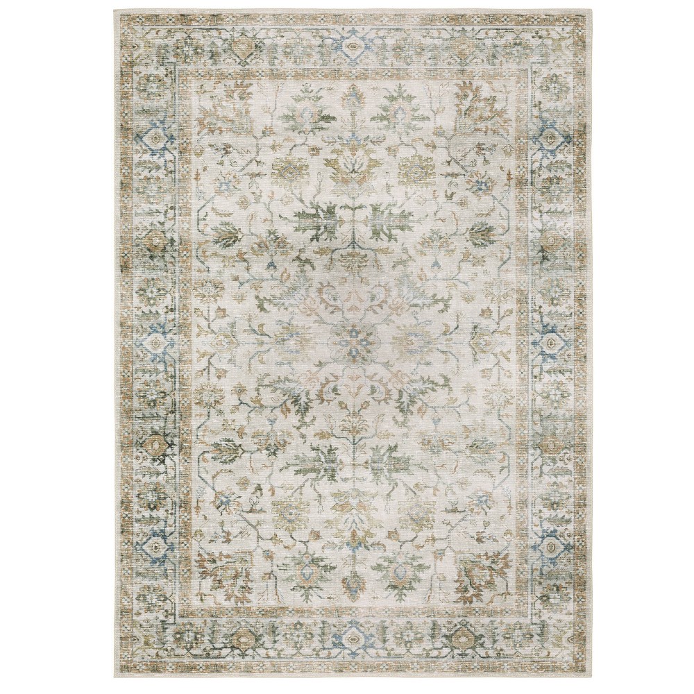  Colette Washable Vintage Oriental Indoor Area Rug Ivory