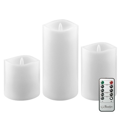 3pk Real Wax LED Candle with Remote Control White - Stonebriar Collection