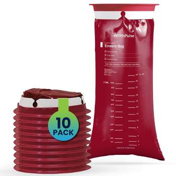 FifthPulse Disposable Burgundy Emesis Bags, Barf Bags for Kids & Adults, Vomit Bags for Traveling, Great for Motion Sickness & Nausea