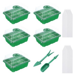 Unique Bargains Breathable Light-Transmissive Corrosion-Resistant Adjustable Humidity Domes Seeding Tray 5 Packs - 1 of 4
