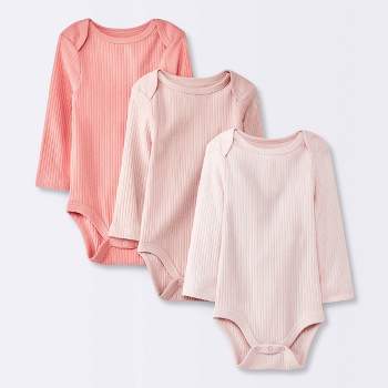 Baby Girls' 3pk Long Sleeve Bodysuit - Cloud Island™ Pink