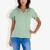 Anna-Kaci Women's Short Sleeve V-Neck Blouse with Double Layer Ruffle Sleeve Detail Casual and Chic for Everyday Wear - 2 of 4