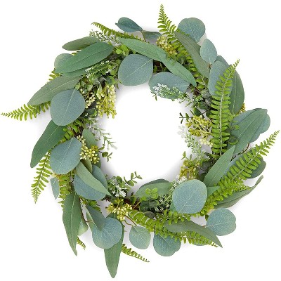 Farmlyn Creek Eucalyptus Wreaths, Artificial Plant Leaves for Front Door, Summer & Spring Home Decor, 18 in