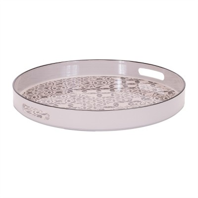 Round Ornate Geometric Print Tray 17.5"D