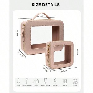 Clear Storage Pouch Set –Approved Travel Toiletry Bag Handle Large Opening - 1 of 4