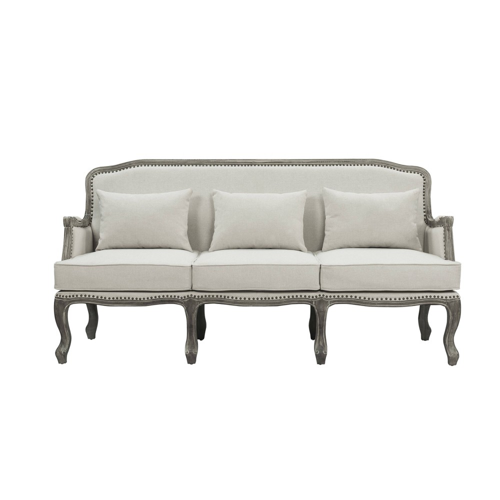 Photos - Sofa 76" Tania  Cream Linen and Brown Finish - Acme Furniture