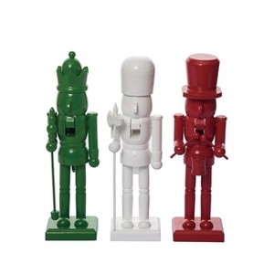 Transpac Large Wood Simple Nutcracker Set of 3 Christmas Home Decorations - 1 of 1