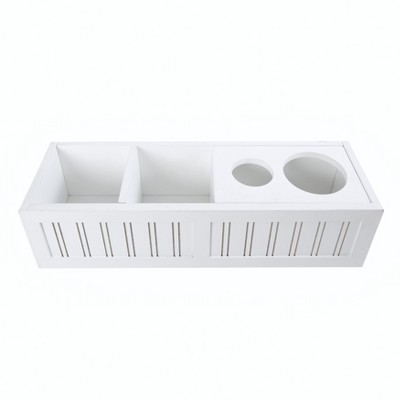 White MDF Floating Wall Shelf with Towel Bar