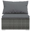 Patio Middle Sofa with Cushions Gray Poly Rattan vidaXL - 4 of 4