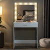 CAVINAS Vanity Desk with Mirror Dressing Table with Visual Desktop and Cushioned Stool for Apartment, Bedroom - 2 of 4