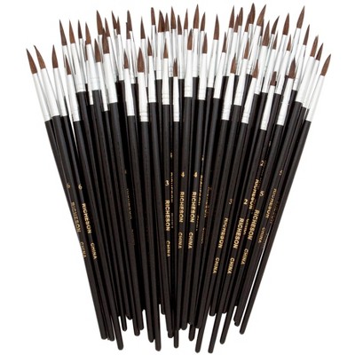 Jack Richeson Camel Budget Brush Assortment, Round Type, Short Handle, Assorted Sizes, Pack of 60